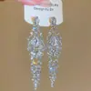 Brincos Elegantes Estilo Francês Vazados com Pedras de Diamante em Forma de Gota d'Água, Brincos com Franjas Estilo Corte Vintage, Acessórios de Orelha Tendência de Luxo Leve