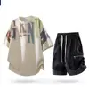Conjunto degradê de comércio exterior para adolescentes, um conjunto de roupas bonitas com mangas curtas e shorts, conjunto de duas peças de verão confortável, homens estilosos