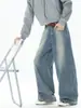 Jeans lavados retro americanos con bolsillo invertido para hombre y mujer, diseño de nicho de alta costura, marca de moda, pantalones holgados de pierna ancha