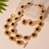 Collar Oval Geométrico Floral con Diamantes Incrustados y Goteo de Aceite Retro Europeo y Americano, Estilo de la Corte Francesa, Estilo de Nicho, Joyería de Alta Gama