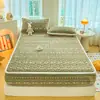Sábana bajera de terciopelo de leche Protector de colchón Acolchado Estampado Cubre cama Otoño/Invierno Engrosado Cálido Agradable al tacto Suave Lavable