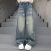 Jeans de Primavera y Otoño para Niñas 2026 Nuevo Estilo Niños Medianos y Grandes Estilo Coreano Pantalones de Pierna Recta Pantalones de Pierna Ancha de Mariposa de Primavera y Otoño para Niñas Modernos
