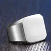 Joyería Acero Guerrero Wholesale Simple Nórdico Acero de Titanio Superficie Lisa Cuadrado Pulido Fino Anillo Adornos de Mano para Hombre