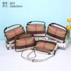 2024 Nuevo Estilo a Cuadros Bolso Pequeño Bolso de Mano Cesta de Comida para Mujer Bolso para Teléfono Móvil Pequeño Combinable Bolso Bandolera de Hombro para el Cabello