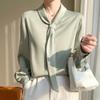 Camisa de manga larga con cuello en V para mujer, primavera y otoño 2024, elegante, para ir al trabajo