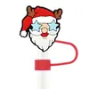 Série de Natal Transfronteiriça Tampa de Palha 10mm Adequada para Copo Stanley Tampa de Palha de Borracha Macia à Prova de Poeira Tampa de Palha