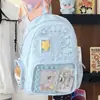 Mochila Transparente Bidimensional Azul Claro para Estudantes, Festas, Mochila Escolar para Meninas, para Saídas de Aula, Alta Aparência, Mochila Versátil