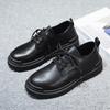 2025 Novas Botas de Outono Masculinas Estilo Britânico Botas Curtas Pretas Versátil Casual Cano Baixo Modernas Sapatos de Couro Pequenos