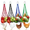 Bolsa de rede para alimentação de galinhas, patos e gansos, bolsa de rede para forrageamento, bolsa de ração anti-derramamento, bolsa de rede de ração espessa, ferramenta de alimentação para gado