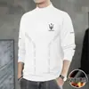 Envío RápidoCamiseta de manga larga de forro polar de doble cara de cuello alto para hombre para otoño e invierno, camiseta básica informal ajustada para hombre con cuello vuelto para abrigarse