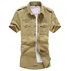 Camisa Masculina 2018 Roupa de Trabalho Algodão Puro Outdoor Ombreiras Manga Curta para Homens