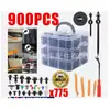 Caja de 900 Piezas Hebilla Tornillo de Expansión Universal para Coche Clip de Plástico Parachoques Guardabarros Set de 725 Piezas Caja