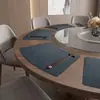 Manteles en forma de abanico de lujo ligero, manteles estilo occidental de imitación piel, tapetes de mesa de PVC, manteles impermeables y resistentes al calor, manteles de dos tonos, vajilla engrosada