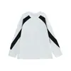 Camiseta de Algodão Sorona Fio Duplo 21 Fios Gola Redonda Solta Manga Longa Color Block Design Liso