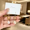 Brincos de Pérola Geométricos com Pino de Prata 925 para Mulheres, Brincos de Franja Modernos, Brincos de Luxo, Brincos Elegantes Retrô Venda por Atacado