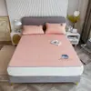 Nuevo Juego de Tres Piezas de Mat de Látex de Seda Helada de Verano, Gorro de Cama Lavable, Esterilla de Cama de Verano, Colcha Estampada para el Hogar