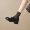 Mocasines Retro de Suela Gruesa y Punta Redonda para Mujer, Nuevo Estilo Otoño 2026, Zapatos de Commuter con Velcro, Tacón Grueso y Corte Profundo, Zapatos de Piel para Mujer