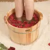 Balde para Banho de Pés de 40cm de Altura, Balde de Banho de Pés de Madeira, Balde de Banho de Pés de Madeira Maciça, Balde de Banho de Pés Doméstico com Tampa e Aprofundamento