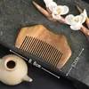 Peine de Sándalo Verde Natural, Peine de Sándalo Jade Sándalo, Peine de Madera de Dientes Finos para Cabello Largo, Artesanía en Madera Regalo Pequeño