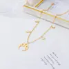 1 Pieza de Collar Colgante de Luna y Estrella Dorada para Mujer, Cadena para Clavícula de Lujo Ligero de Nicho de Gama Alta, Moderno y Elegante