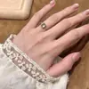 Anillo Abierto Transparente de Aguamarina Fresco y Discreto, Estilo de Lujo Ligero de Nicho de Alta Gama, Anillo Versátil Fresco y de Moda