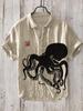 2024 Verano Transfronterizo Verano Estilo Chino Estampado Digital Manga Corta Camisa de Hombre Casual Combinable Sencilla Combinable