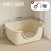 Suprimentos para gatos de estimação: caixa de areia para gatos semi-fechada anti-respingo extra-grande moldada em peça única, vaso sanitário para gatos totalmente fechado