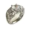 Anillo Huajie de Estilo Nuevo, Sencillo y Versátil, con Circonita para Hombres y Mujeres, Popular Accesorio Transfronterizo, Anillo de Diamante con Diseño Floral Vintage