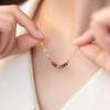 Colgante de Turmalina Natural Sonrisa Plata Esterlina S925 Cadena Clavicular Color Dopamina Lujo Accesible Nicho Collar Tesoro Colorido