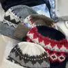 Chapéu de Pescador Tricotado Jacquard Fair Isle Retrô para Mulheres no Outono e Inverno Aquececido e Quente Mostra o Rosto Pequeno Chapéu de Lã Chapéu Tricotado