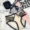 Calcinha feminina de renda Pure Desire, cor contrastante de cetim de alta qualidade, cintura baixa, outono e inverno, nova calcinha francesa com elevação do quadril e fechamento da barriga