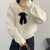 Suéter de Gola Alta com Laço Estilo Boneca Francesa Feminino Outono Inverno Novo Coreano Macio Cera Suave Versátil Suéter Top