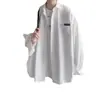 Camisa de Manga Larga Simple Artística de Primavera y Otoño para Hombre Estilo Hong Kong Versátil Holgada Casual Sentido del Diseño Moda Hip-hop Callejera