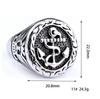 Anel Punk Masculino Transfronteiriço Tendência Estilo Náutico Âncora Caveira Ouro Aço Inoxidável Não Desbota Em Estoque