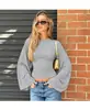 G26T892 Roupas Femininas Transfronteiriças Europeias e Americanas Outono e Inverno Novo Estilo Casual Feminino Gola Redonda Manga Longa Solto Versátil Top