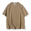 Camiseta de Manga Corta de Algodón Pesado Americano 320g para Hombre, Verano, Color Sólido, Gruesa, para Interior, Cuello Pequeño, Camisa Base de Doble Costura