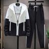 Traje Deportivo Casual para Hombre Verano Nuevo Chaqueta con Capucha Delgada a la Moda Talla Grande Conjunto de Dos Piezas a la Moda