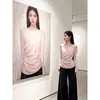 Camiseta Assimétrica de Manga Longa Falsa Duas Peças Estilo Coreano Plus Size para Mulheres, Novo Estilo Primavera e Outono, Versátil Emagrecedora e que Esconde a Barriga para Mulheres Curvilíneas