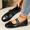 Venta al por mayor europea y americana de zapatos planos Mary Jane para mujer de talla grande con punta redonda, apertura poco profunda y detalle de lazo para la temporada de otoño 2026