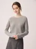 Suéter Feminino 100% Caxemira Pura Estilo Simples Gola Redonda Malha Waffle Calibre 12 Design Pulôver Malha de Caxemira