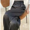 Pantalones rectos de pierna ancha de satén acetato europeo y americano directo de fábrica, para mujer, sensación de otoño, primavera y verano, ajustados, holgados, pantalones negros