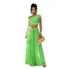 C7675 Moda Europea y Americana Transfronteriza Aliexpress Amazon Conjunto Sexy de Crop Top y Falda de un Hombro para Mujer