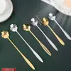 Cuchara de Flor de Cerezo de Acero Inoxidable Cuchara Dorada Creativa de Souvenir Cuchara para Remover Café Cuchara de Nido de Pájaro para Postre Regalo