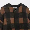 Outono/Inverno 2025 Novo Europeu e Americano Transfronteiriço Moda de Rua Casual Feminina Jaqueta Tricô Xadrez W03 6997