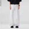 Jeans Acampanados Blancos de Corte Delgado Estilo High Street Americano para Hombre, Nueva Marca de Moda, Pantalones de Mezclilla Sueltos Casuales de Alta Gama para Hombre