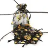 Bolsa de gasa con cordón para regalo de Halloween bolsa de gasa 9*12cm estampado dorado festival de fantasmas bolsa de gasa de boutique bolsa de gasa con cordón