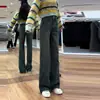 Jeans de perna larga com forro de fleece de alta qualidade para mulheres, novo modelo outono 2026, cintura alta, emagrecedor, com caimento fluido, corte estreito retrô de alta qualidade