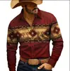 Camisa de manga larga para hombre de estilo europeo y americano, tendencia de moda vaquera occidental, camisa para hombre de estilo étnico transpirable