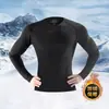 Ropa interior térmica para hombre con forro polar, capa base de invierno ajustada, ropa nueva de secado rápido, camiseta interior ajustada, estilo fino de manga larga para deportes