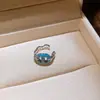 Pendientes Colgantes de Cerdo Redondo con Circonita de Aguja Plateada, Estilo de Lujo Ligero de Gama Alta, Elegantes Pinzas para Orejas, Pendientes de Diseño Único para Mujer
